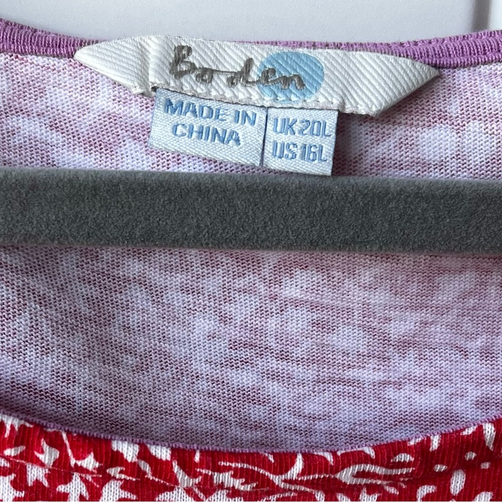Boden Red Ditsy Floral Short-Sleeve Women's Dress Cotton Pockets Size US 16 Long - Picture 2 of 6